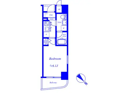 グリフィン横浜・桜木町駅前弐番館(1K/6階)の間取り写真