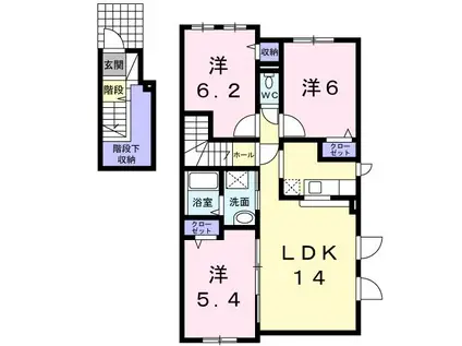 ウエストヒルズ(3LDK/2階)の間取り写真