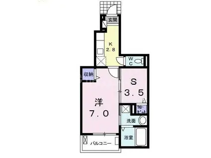 ル・ソレイユ(2K/1階)の間取り写真