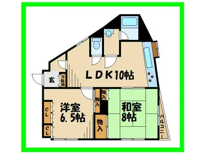 永井ビル(2LDK/4階)の間取り写真