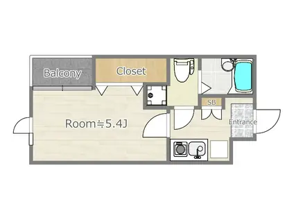 LATOTALITE田無(1K/2階)の間取り写真