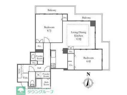 リバーシティ21 イーストタワーズ 10棟(2LDK/26階)の間取り写真