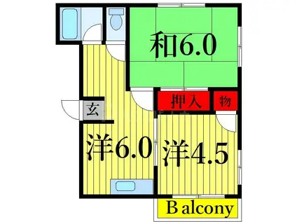 MOハイム(2K/2階)の間取り写真