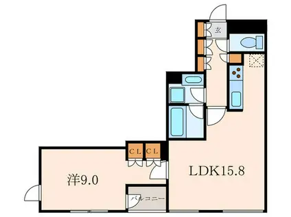 パークアクシス御成門14階18階(1LDK/14階)の間取り写真
