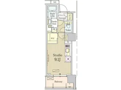 パークアクシス池田山(ワンルーム/6階)の間取り写真