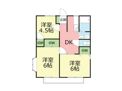 ル・ショコラB(3DK/1階)の間取り写真