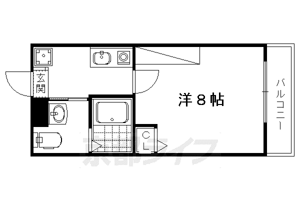 フラッティ丸太町御前(1K/2階)の間取り写真