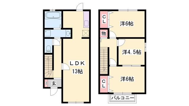 セジュール高浜(3LDK/2階)の間取り写真
