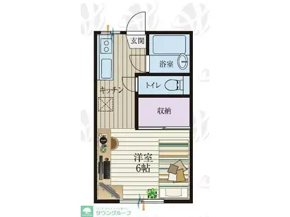 BCASA東松山RE-BORN(1K/1階)の間取り写真