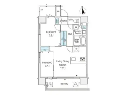 ENTEWILLE南麻布 エンテヴィレ南麻布(2LDK/7階)の間取り写真