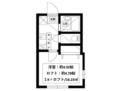 リーヴェルポート横浜三ッ沢V(1K/1階)の間取り写真