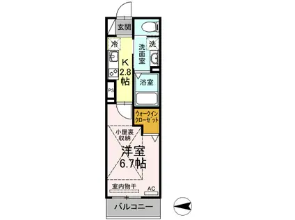 SCHLOSSE FUJI VIII(1K/2階)の間取り写真