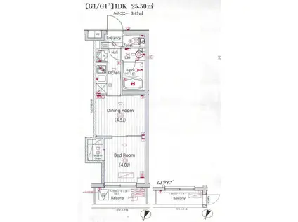 ガーラ・ステーション川崎久地(1DK/1階)の間取り写真