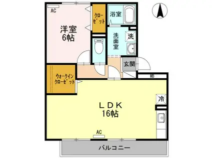 ダイワレイク A棟(1LDK/2階)の間取り写真