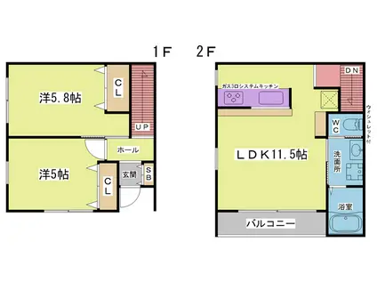 エターナルシー泉台(2LDK/1階)の間取り写真