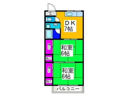 山中マンション(2DK/3階)の間取り写真
