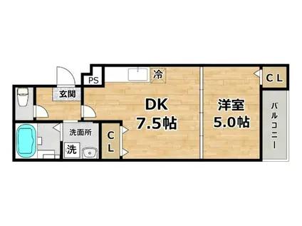 フジパレス淀川イースト(1DK/1階)の間取り写真