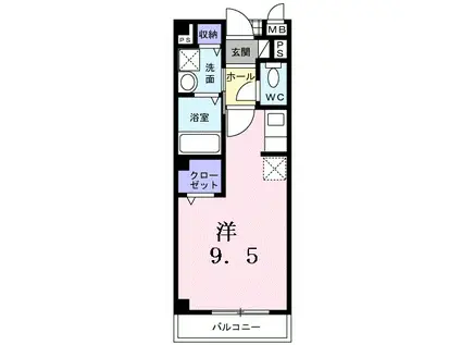 浜寺ヴィラ(ワンルーム/2階)の間取り写真