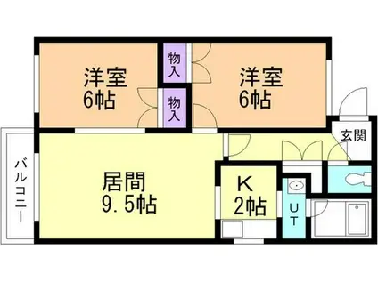 シャトー八軒(2LDK/3階)の間取り写真