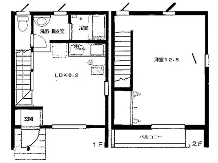 カーサA(1LDK/1階)の間取り写真