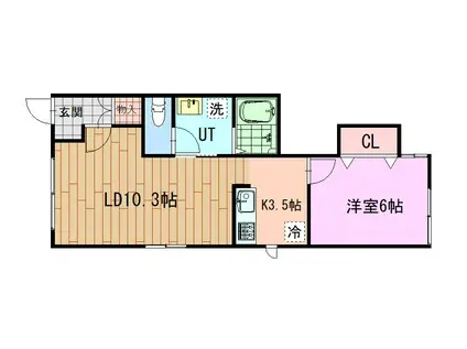 CHERRY宮下(1LDK/1階)の間取り写真
