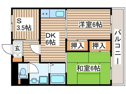 ダイアパレス八幡(2LDK/3階)の間取り写真