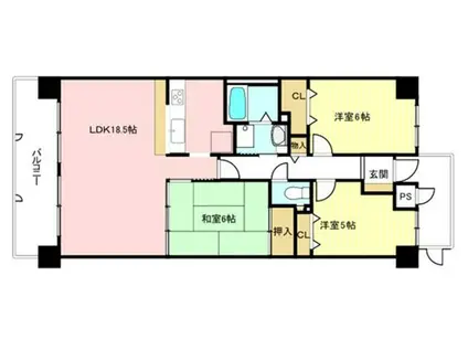 ライオンズマンション大阪狭山壱番館(3LDK/3階)の間取り写真