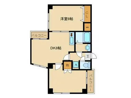 ルミエラII(2DK/2階)の間取り写真