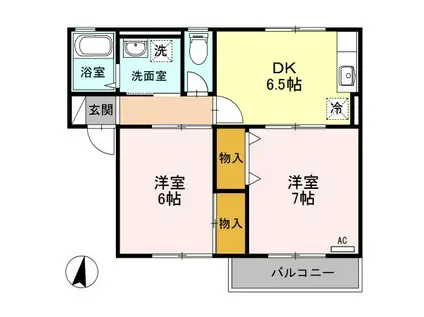 シャンドフレール黒埼(2DK/2階)の間取り写真