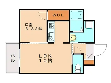 STUDIE TOBIHATA(1LDK/4階)の間取り写真