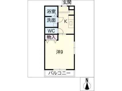 サンシャイン浄水(1K/1階)の間取り写真