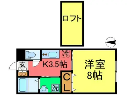 コーポカトレア(1K/2階)の間取り写真