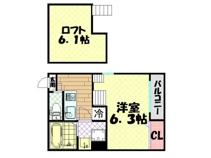 ハーモニーテラス姫里(1K/1階)の間取り写真