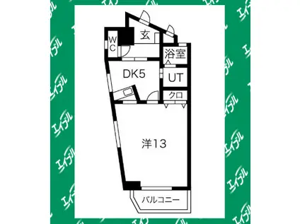 リバティー有松(1DK/2階)の間取り写真