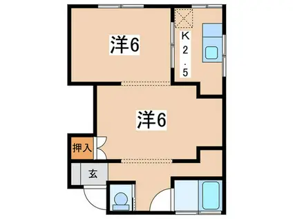大藤屋アパート(2K/2階)の間取り写真