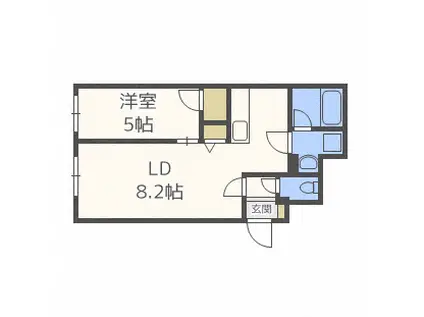 メイス豊平公園(1LDK/4階)の間取り写真