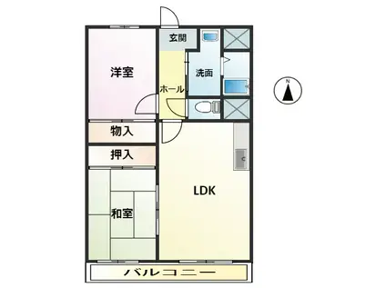 ササヤマ24(2LDK/2階)の間取り写真