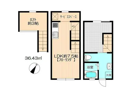 エルモスドームサイド2(1LDK/1階)の間取り写真