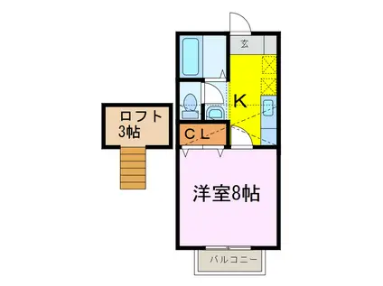 小森谷ハイツPART3(1K/2階)の間取り写真