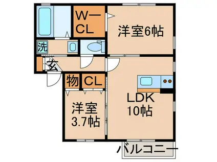 リバレインI(2LDK/2階)の間取り写真