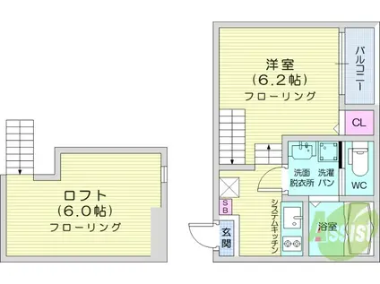 ハーモニーテラス新田7(1K/1階)の間取り写真
