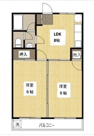 コーポ乗松(2DK/3階)の間取り写真