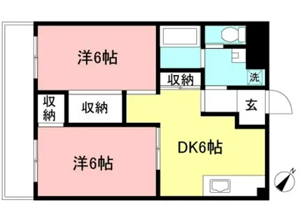 グローリーヒルズ(2DK/2階)の間取り写真