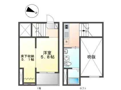 クラスティーネ道徳CRASTINE道徳(ワンルーム/2階)の間取り写真