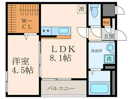 GRACIAS COURT出屋敷(1LDK/2階)の間取り写真