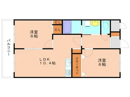 アルビレオB棟(2LDK/2階)の間取り写真