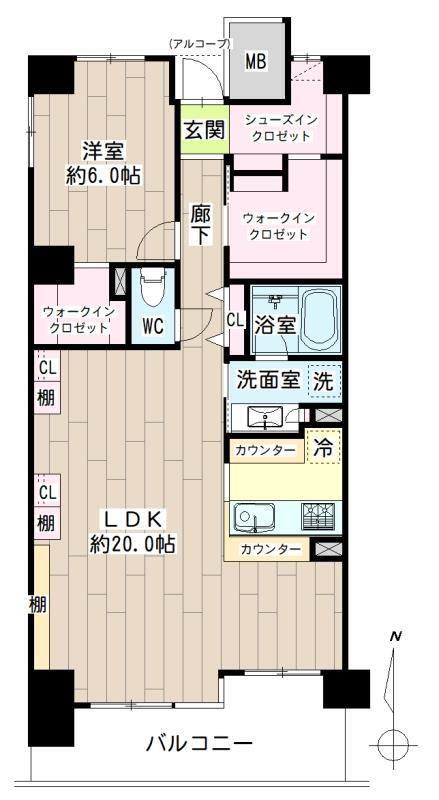 ナイスアーバン洗足池公園(1LDK/5階)の間取り写真