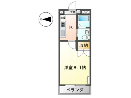 小田急小田原線 本厚木駅 徒歩7分 4階建 築21年(1K/4階)の間取り写真