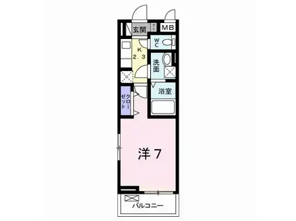 サンライズ国分寺A(1K/3階)の間取り写真