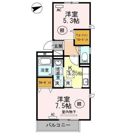 ウインドワード小羽山(2K/1階)の間取り写真